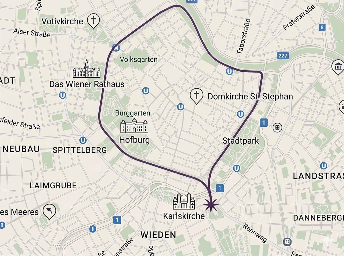 Route des Marsch für Jesus 2026 rund um die Wiener Ringstraße